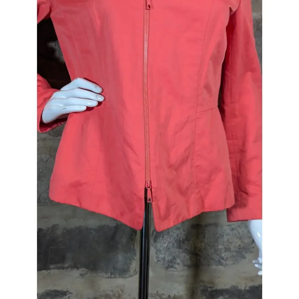 Lafayette 148 Jacket Woman's 6 Orange Double Zipper Lined‎ Bright Outdoors